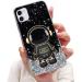 Tivenfezk nadoli for iPhone 12 astronaut hidden stands shell caricature glitter stand soft silicone bling transparent protective cover iphone 12 black