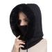 Feoya storm hood ladies balaclava winter warm facial mask fleece ski caps cycling hat scarf plush torch neck warmer hooded scarf unit size black