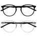 Opulize met reading glasses 2 Pack slim round frame spring hinges scratch-resistant black transparent black men women rr60-1c +1.50 black / clear front with black arms +1.50 dioptria