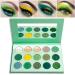 Green Eyeshadow Palette QIUFSSE 15 Colors Eye Shadow Pallete Sets Highly Pigmented Matte Glitter Colorful Long Lasting Blendable Forest Emerald Green Yellow Makeup Pallet for Women Christmas Halloween
