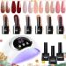 Gel Nail Kit 6 Colors Gel Nail Polishes Set with 54W UV Lamp for Gel Nails Glossy & Matte Top and Base Coat Pink Gray White Gel Nail Polish Set with Lamp Starter Kit for Nail Art DIY at Home