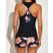 Yonique Women's 3-Piece Athletic Tankini Swimsuit Set - X-Large Pink Floral & Black - Buy Online on SooperMarket.com