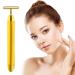 Aubric Face Massager Electric Beauty Bar 24k Golden Facial Massage Tool T-Shape Electric Vibrating Wand Face Neck Skin Firming Lifting Tighting Wrinkles Reducing Body Treatment Anti Aging Device T Bar