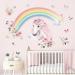 wondever Large Rainbow Wall Decals Horse Flower Peel and Stick Wall Art Stickers for Girls Bedroom Kids Room Baby Nursery
