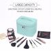 Large Aqua Green Makeup Bag Organizer - Travel Cosmetic Case with Mesh Brush Holder - Buy Online on SooperMarket.com
