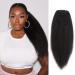 Allyreetress Natural Black Yaki Drawstring Ponytail Extension for Black Women Kinky Staight Up Down Ponytails Synthetic Hair Extensions 20 Inches Clip in (2#) 20 inches #2