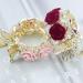 3 Pcs Rose Flower Tassel Ponytail Hair Clips | Vintage High Ponytail Hair Barrettes with Pearl Rhinestone Metal | Chinese Decorative Accessories for Bride Women Girls - Buy Online on SooperMarket.com