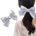 Large Hair Bows for Women Big Bow Hair Clips Plaid Fabric Hairpin Elegant French Hair Barrettes for Thick and Fine Super Fairy Hair Accessories for Women Girls (Blue Purple)
