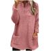 AMhomely Ladies Womens Soft Teddy Fleece Hooded Jumper Plus Size Double Fleece Casual Hoodies With Pocket V Neck Soft Fleece Hooded Sweatshirts Plain Pullover Tops Winter Lightweight Lounge Tops 03 Wine S
