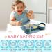8 Pack Silicone Baby Feeding Set - Divided Plate, Bibs, Suction Bowl, Placemat, Spoon, Fork, Cup with Straw - Toddler Tableware Set (Dusty Blue) - Buy Online on SooperMarket.com