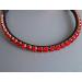 Happiness Hinge Headband 'Siam' - Red with Large Stones | Curved Narrow Design | Dark Brown Leather | International Shipping Available - Buy Online on SooperMarket.com