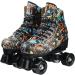 XUDREZ Holographic High Top Roller Skates - Black PU Leather - Double-Row Four Wheels - Size 37US5.5 - Buy Online on SooperMarket.com