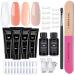 Lofuanna Poly Gel Nail Kit-4 Colors Nude Set Poly Nail Gel Nail Starter kit 15ML Poly Extension Gel With 80ml Slip Solution All-in-one Nail Strengthen Gel Nail Gel Kit DIY for Beginners 002-NUDE SET