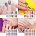 JSRQT 12 Sheets Marble Full Wraps Self Adhesive Nail Stickers 168 Pieces Nail Polish Stickers Set with 2 Nail Files DIY Nail Art Stencil Full Nail Decals Stickers for Women Girls Manicure - Buy Online on SooperMarket.com