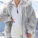 Ronony Teddy Mantel Women's Long Plush Jacket - Stylish Winter Coat with Zip Hoodie Fleece Teddy Jacket in Gray - Perfect for Cold Weather - Buy Online on SooperMarket.com