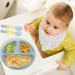 Lanjue 3 Pcs Silicone Baby Suction Plates | Non Slip Divided Dishes with Utensils for Toddler Self Feeding | Ideal for Highchairs Trays | Green Blue Beige - Buy Online on SooperMarket.com