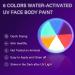 Glow UV Blacklight Face Body Paint Palette - 6 Neon Colors | Water Activated Washable Halloween Makeup & Cosplay Kit - Buy Online on SooperMarket.com