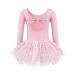 Zaclotre Girls Ballet Long Sleeve Skirted Leotards with Tutus Skirt Dance Dress Ballerina Outfits Ballet Pink/Bow Back 4-5T