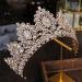 Baroque Gold Crystal Pearl Wedding Crown Tiara for Women and Girls - Elegant Rhinestone Hair Accessories - Buy Online on SooperMarket.com