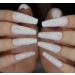 MISUD Glitter False Nails  Long Coffin Fake Nails  White Press on Nails  Ballerina Shape Acrylic Nails for Women & Girls