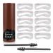 Eyebrow Stamp Shaping Kit - Long Lasting Buildable Eyebrow Makeup Professional Eyebrow Brown Black Powder  10 Reusable Eyebrow Stencils  2 Eyebrow Pen Brushes  Definer Sets Gifts for Women (Black)