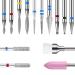 14pcs Nail Drill Bits Set,3/32 Inch Acrylic Nail Drill Bits with Case,Quartz Pointed Nail Bits for Nails,Cuticle Remover Bits, Manicure Tools