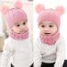 CheChury Toddler Hat and Scarf Set - Baby Knit Pom Beanie Cap with Circle Loop Scarf - Pink (1-3 Years) - Buy Online on SooperMarket.com