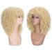 Lady Miranda Blonde Afro Kinky Curly Wig with Bangs | Medium Length Heat Resistant Synthetic Hair Wig for Women | Curly Blonde Wig 0-613 - Buy Online on SooperMarket.com