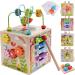 Montessori motor cube toys from 1 2 3 year |Activity cubes Plug -in play wood from 12 18 months baby |Gift girls boys |Children wooden toys motor toys from 1 year (pink) pink packaging