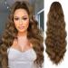 YEESHEDO Brown Long Wavy Ponytail Hair Extension for Women Drawstring Ponytail Hair Extensions Clip in Curly Synthetic Hairpiece 26 Inches Dirty Blonde