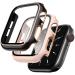 Lovrug 2 Pack Cases Compatible with Apple Watch Case 40mm SE/Series 6/5/4 Built in Tempered Glass Screen Protector Ultra-Thin Bumper Full Coverage iWatch Protective Cover for Women Men (Pink/Black) 40mm PinkRoseglod/BlackRoseglod