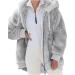 Ronony Teddy Mantel Women's Long Plush Jacket - Stylish Winter Coat with Zip Hoodie Fleece Teddy Jacket in Gray - Perfect for Cold Weather - Buy Online on SooperMarket.com