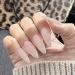 JUSTOTRY 24 Pcs Pale Pink Oval Medium False Nails Milky White French Press on Nails Short Pattern Pretty Fake Nails Short with Nail Glue Almond Stick on Nails for Women Nails Fake Nail for Nails Art Milky &pink1