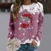 Women's Christmas Snowman & Penguin Print Sweatshirt - Pink M - Buy Online on SooperMarket.com