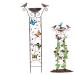 Wet mosy bird potions with garden tin grilles 2-in-1 metal bird water feed station with decorative butterfly removable standing bird water dispenser retro standing bird feeding station for the