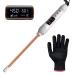 3/8 Inch Small Curling Iron Ceramic Skinny Long Barrel Curling Iron w LCD Display 9mm Tight Curls for Medium Long Hair Curling Wand with Heat Glove Dual Voltage for Travel 3/8 White