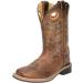 Smoky Mountain Jesse Youth Western Boots - Brown Waxed Distress | Square Toe Genuine Leather | Rubber Sole | Block Heel | Size 4.5 Big Kid - Buy Online on SooperMarket.com