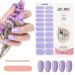 Kalolary 20 Stickers Nail Gel Polish Strips Lavender Full Wraps Nail Polish Stickers Cured Gel Nail Strips Self-Adhesive Gel Nail Wrap Stickers Decals with Nail File and Stick(UV/LED Lamp Required)