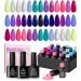 Beetles 20 Colors Gel Nail Polish Kit Midnight Euphoria Collection 23 Pcs Purple Blue Hot Pink Glitter Gel Polish Set Rainbow Soak off Uv Glossy & Matte Top Base Coat Gift for Girls Midnight Euphoira