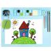 Silicone Art Mat with Cup, Painting Mat for Crafts Resin Casting, Artist Mat with Pen Holders for Kids Gift, Clay, DIY Creations and Play Doh (Blue)