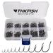 Thkfish fishing hook carbon steel fishing hook set with plastic box fishing accessories set eyeless hooks/eyes hook10 sizes 500 pieces eyes 500 pieces