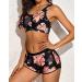 Yonique Women's 3-Piece Athletic Tankini Swimsuit Set - X-Large Pink Floral & Black - Buy Online on SooperMarket.com
