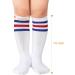 Komorebi Kids Toddler Soccer Knee High Tube Socks - Three Stripes Cotton Uniform Sports Stocking - Pure Purple - Buy Online on SooperMarket.com