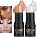 LSxia 2Pcs Highlighter Stick Cream Contour Stick Makeup Kit  Shimmer Highlighter and Bronzer Stick Contour Wand  Water-proof Long Lasting Smooth Face Brightens & Shades Contouring Stick Illuminator Makeup -Highlighter (...