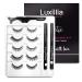 Luxillia (Clear + Black) Magnetic Eyeliner with Eyelashes Kit - Free Applicator Tool, 8D Most Natural Look Eyelash No Magnets Needed - Best Reusable False Eye Lash, Waterproof Liner Pen and Lashes