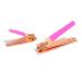 Almost Famous Beauty Ergonomic Non-Slip Soft-Touch Curved Nail Clippers Set with Wide Jaw Sturdy Straight Blade for Fingernail Toenail Clippers - Pink (Pack of 2) Rose Gold / Pink