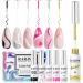 RARJSM Gel Liner Nail Art Polish Set of 6pcs Popular Color Black White Pink Rose Red Glitter Silver Gold Curing Requires Soak off 8ml Build in Thin Nail Sharp Brush for Home DIY Salon Nail Design Basic Color Set