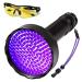 UV Schwarzlicht Newest 128 LEDs UV flashlight with UV protective glasses for pet creep core tectors 395nm UV light Scorpion Torch lamp for fake banknotes urine of dogs cats and other pets
