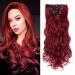 Silk-co Hairpiece Extensions Clip in Hair Extension Long Curly Wavy 8 Pcs Full Head 18 Clips Synthetic Heat Resistant 24 inch Maroon&Dark Red 24 Inch Curly #Maroon&Dark Red-2