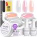 Saviland build -up gel for Geln gel - 3Pcs * 30g Clear nudes pink hard gel for nails extension gel set with 100PCs nail shapes & nail brush nail art manicure set transparent pink nude